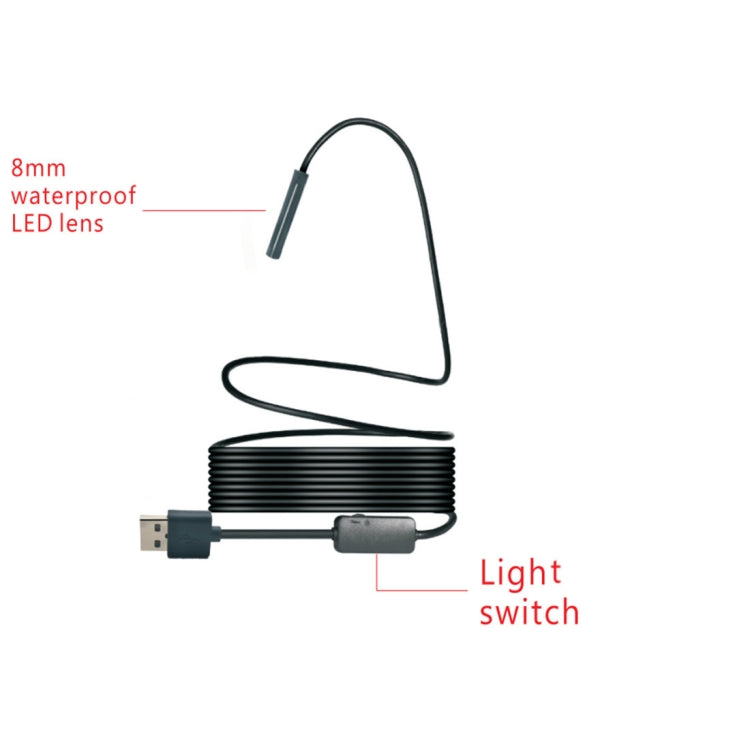 YPC110 8mm 2.0MP HD Camera WiFi Endoscope Snake Tube Inspection Camera with 8 LED, Waterproof IP68, Lens Diameter: 8mm, Length: 3.5m, Hard Line, 3.5m Hard Line