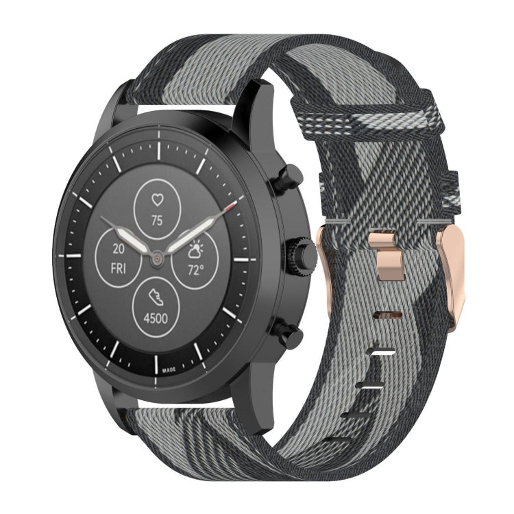 Bracelet de montre en nylon tissé rayé 22 mm pour montre connectée hybride Fossil HR, Explorist HR et Sport pour homme de 4e génération