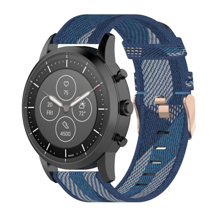 Bracelet de montre en nylon tissé rayé 22 mm pour montre connectée hybride Fossil HR, Explorist HR et Sport pour homme de 4e génération