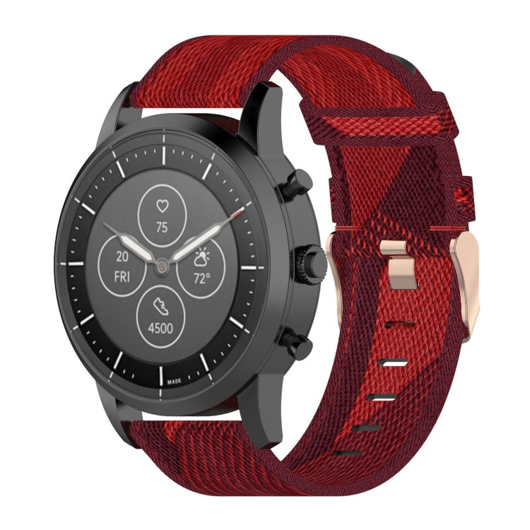 Bracelet de montre en nylon tissé rayé 22 mm pour montre connectée hybride Fossil HR, Explorist HR et Sport pour homme de 4e génération