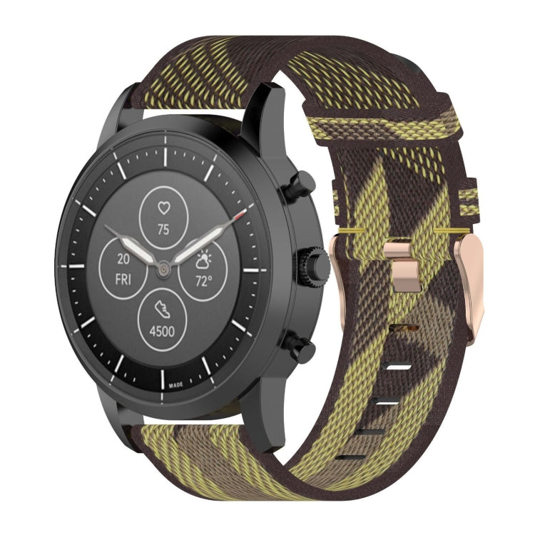 Bracelet de montre en nylon tissé rayé 22 mm pour montre connectée hybride Fossil HR, Explorist HR et Sport pour homme de 4e génération
