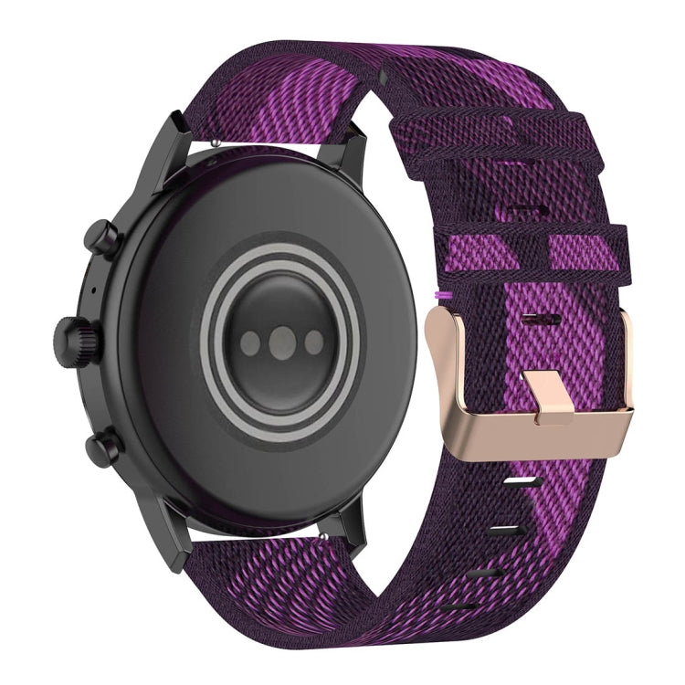 22mm Stripe Weave Nylon Wrist Strap Watch Band for Fossil Gen 5 Carlyle, Gen 5 Julianna, Gen 5 Garrett, Gen 5 Carlyle HR