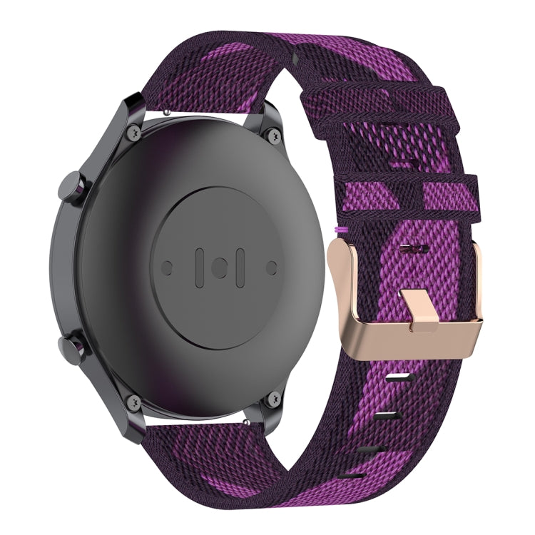 22mm Stripe Weave Nylon Wrist Strap Watch Band for Xiaomi Mi Watch Color, Garmin Vivoactive 4
