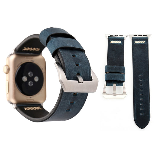 For Apple Watch Ultra 49mm&Watch Ultra 2 49mm / Series 10 46mm / 9&8&7 45mm / SE 3&SE 2&6&SE&5&4 44mm / 3&2&1 42mm Retro XX Line Pattern Genuine Leather Wrist Watch Band