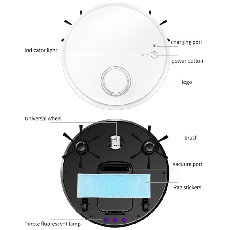 BOWAI OB12 Household Intelligent USB Charging Sweeping Robot, OB12 (Black), OB12 (White)