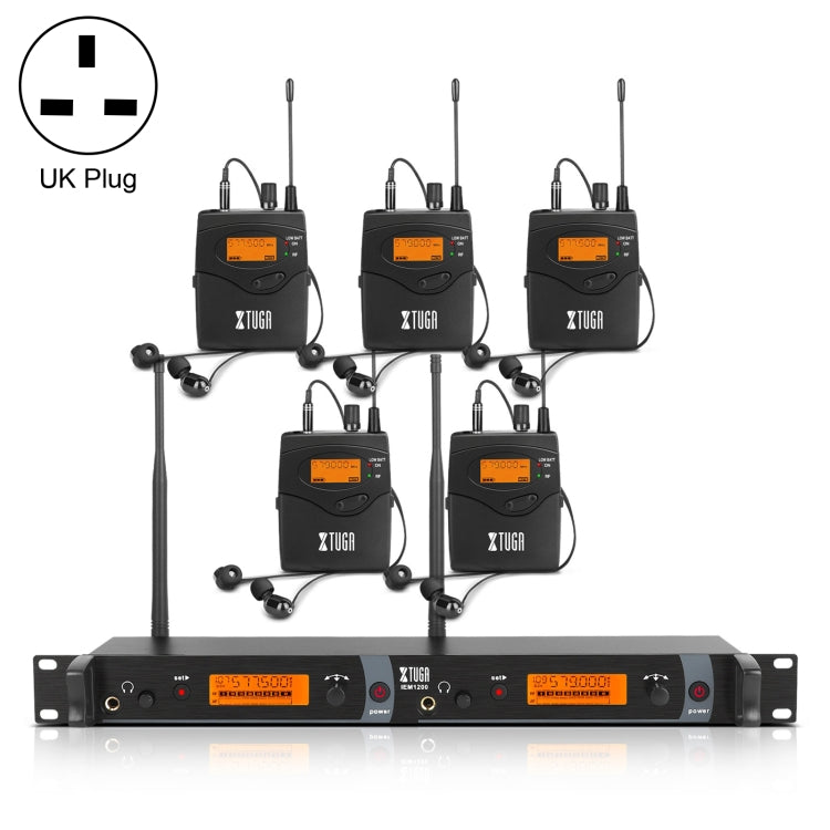 XTUGA IEM1200 Wireless Transmitter 5 Bodypack Stage Singer In-Ear Monitor System, Transmitter 5 Bodypack