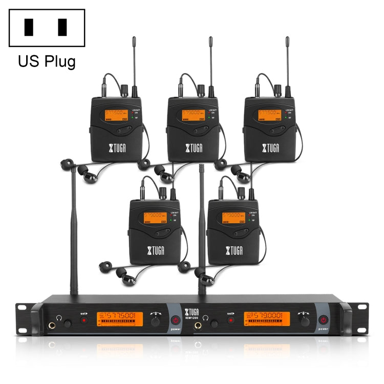 XTUGA IEM1200 Wireless Transmitter 5 Bodypack Stage Singer In-Ear Monitor System, Transmitter 5 Bodypack