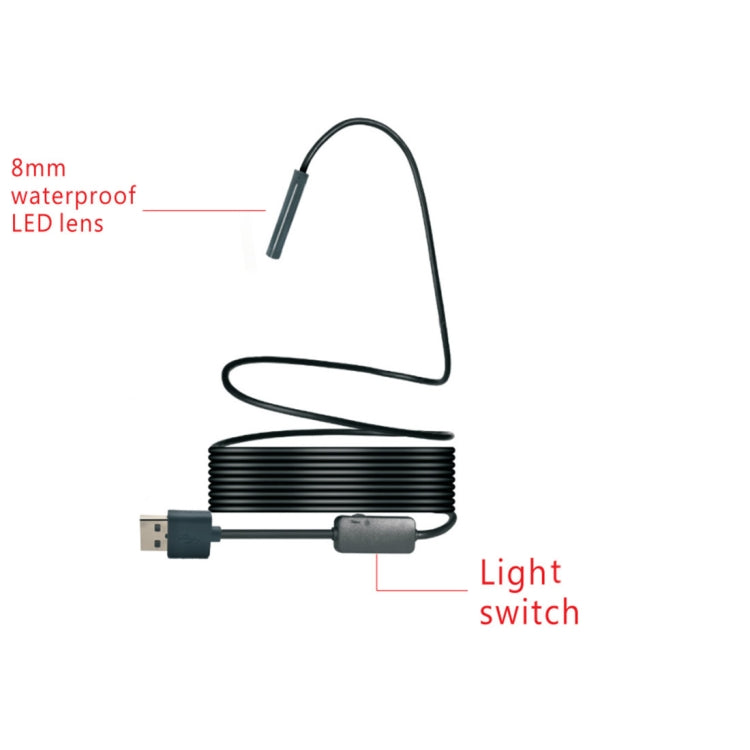YPC110 8mm 2.0MP HD Camera WiFi Endoscope Snake Tube Inspection Camera with 8 LED, Waterproof IP68, Lens Diameter: 8mm, Length: 3.5m, Soft Line, 3.5m Soft Line