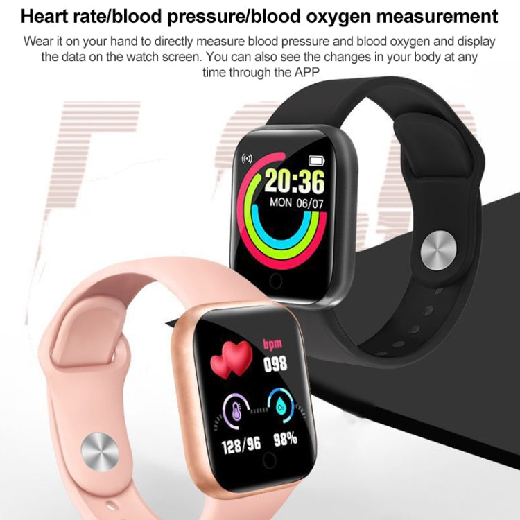 Y68 1.44 inch Smart Watch, Support Heart Rate Blood Pressure Blood Oxygen Monitoring, Y68 Black, Y68 Pink, Y68 White, Y68 Silver Black
