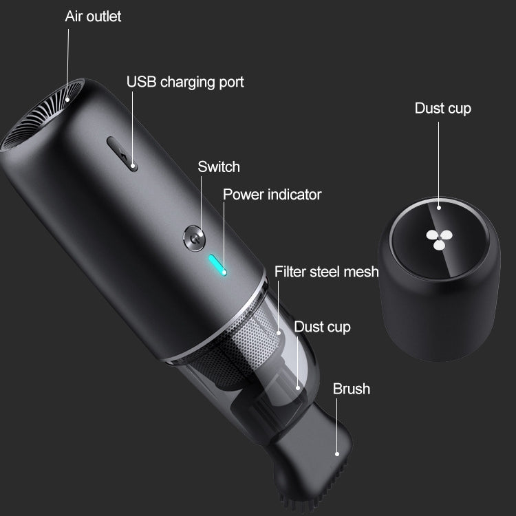 Car / Household Wireless Portable 90W Handheld Powerful Vacuum Cleaner, Navy Blue, White
