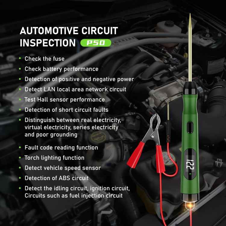 TopDiag P50 Car Digital Display Positive Load Voltage Measuring Instrument with Light