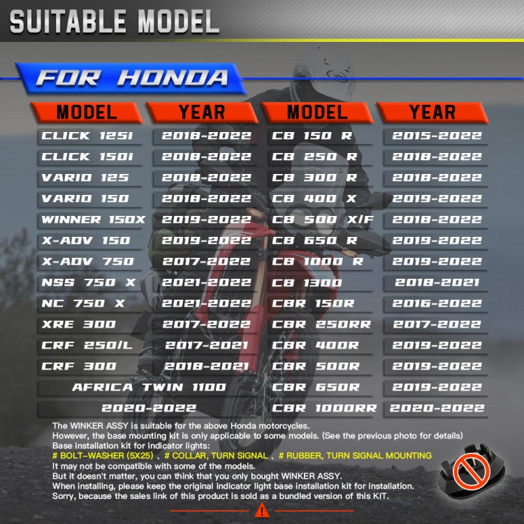 2pcs For Honda RS150 XRE300 CRF300 X-ADV Motorcycles LED Turn Signal Light, For Honda RS150