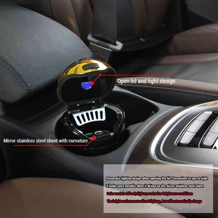 N12B Car Creative Ashtray Solar Power With Light And Cover Car Supplies