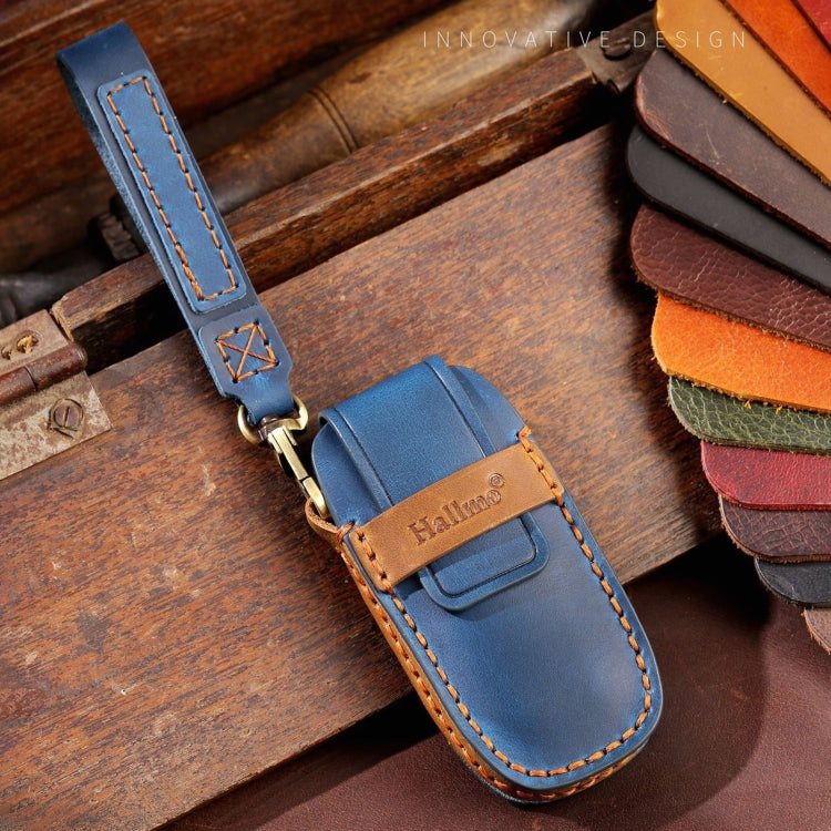 For Nissan Teana / Ariya 4-button Horn Hallmo Car Cowhide Leather Key Protective Cover Key Case, 4-button Horn