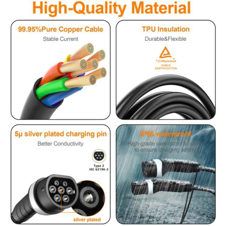 Feyree European Standard New Energy Electric Vehicle Charging Pile Double-ended Extension Cable, 250V 32A