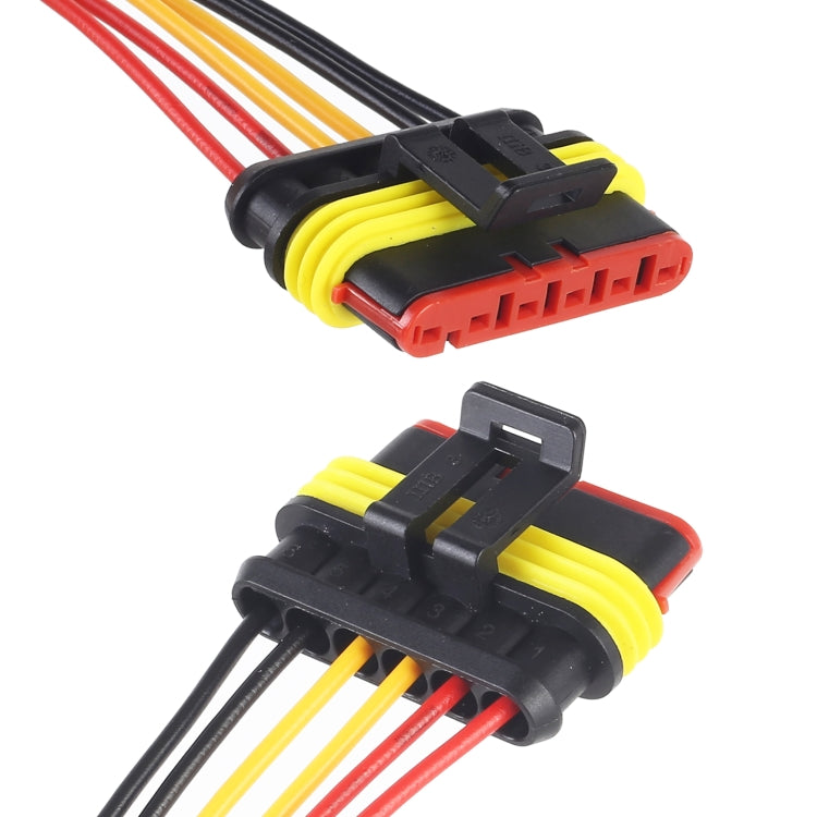 10pcs 5P Car Waterproof Plug Car Connector Plug-In, Length：10cm