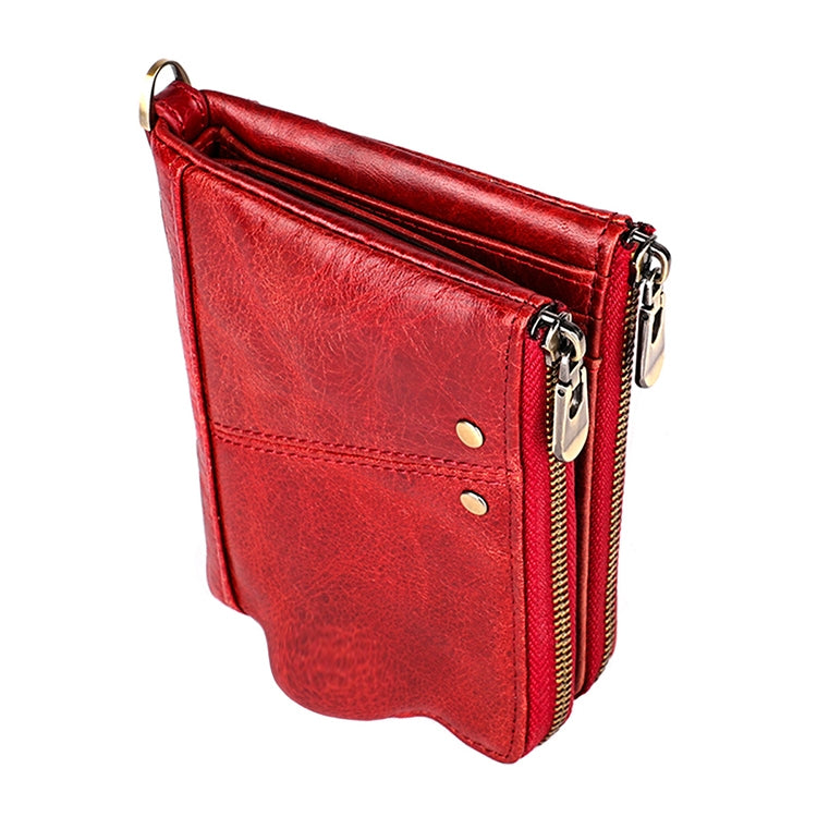 3533 Long Crazy Horse Texture Cowhide Leather Folding Anti-magnetic RFID Wallet Clutch Bag for Men, with Card Slots, 3533 Red, 3533 Yellowish-brown, 3533 Black, 3533 Coffee, 3533 Blue