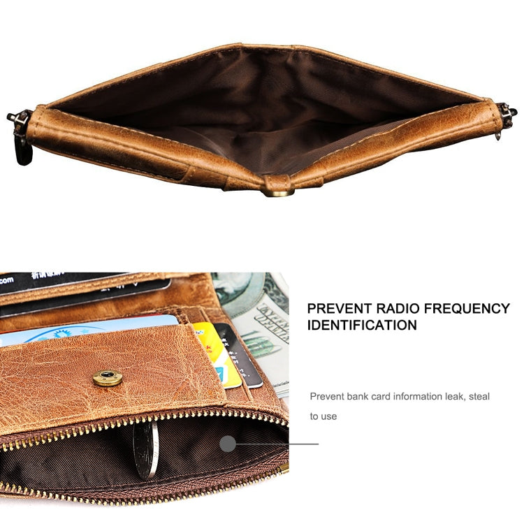 3533 Long Crazy Horse Texture Cowhide Leather Folding Anti-magnetic RFID Wallet Clutch Bag for Men, with Card Slots, 3533 Red, 3533 Yellowish-brown, 3533 Black, 3533 Coffee, 3533 Blue