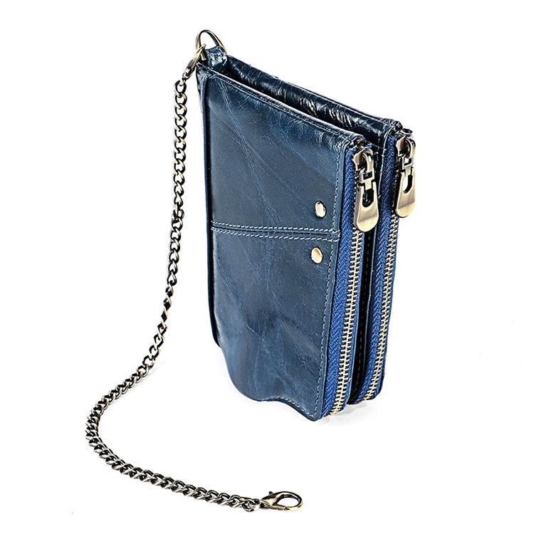 LT3533 Long Crazy Horse Texture Cowhide Leather Folding Anti-magnetic RFID Wallet Clutch Bag for Men, with Card Slots & Shoulder Strap