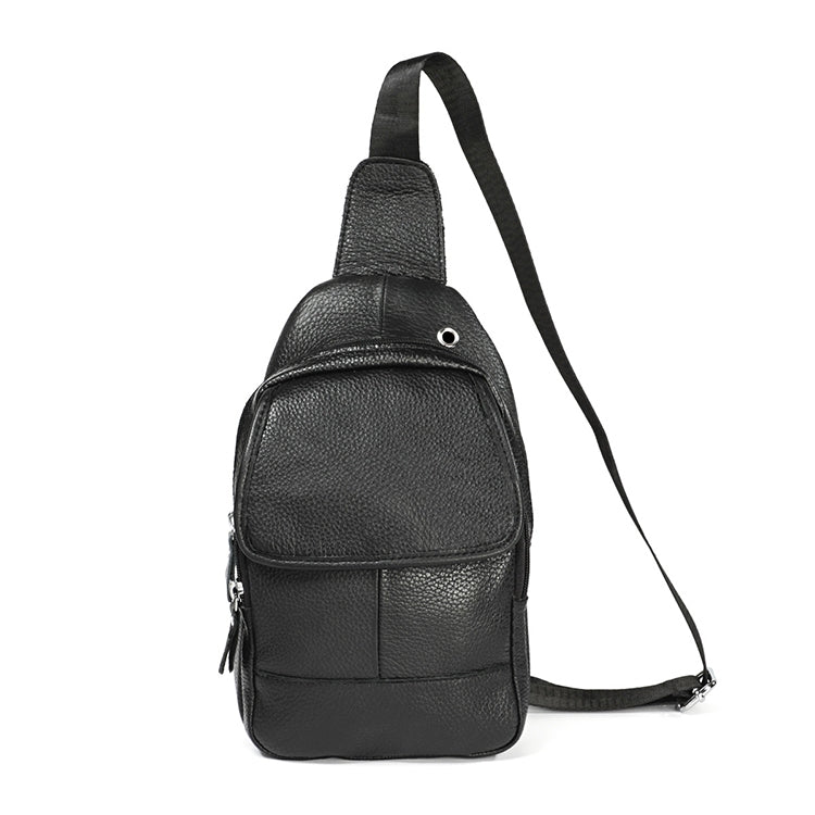 6023 Casual Litchi Texture Soft Face Full-grain Cowhide One Shoulder Crossbody Bag for Men