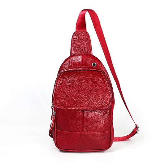 6023 Casual Litchi Texture Soft Face Full-grain Cowhide One Shoulder Crossbody Bag for Men