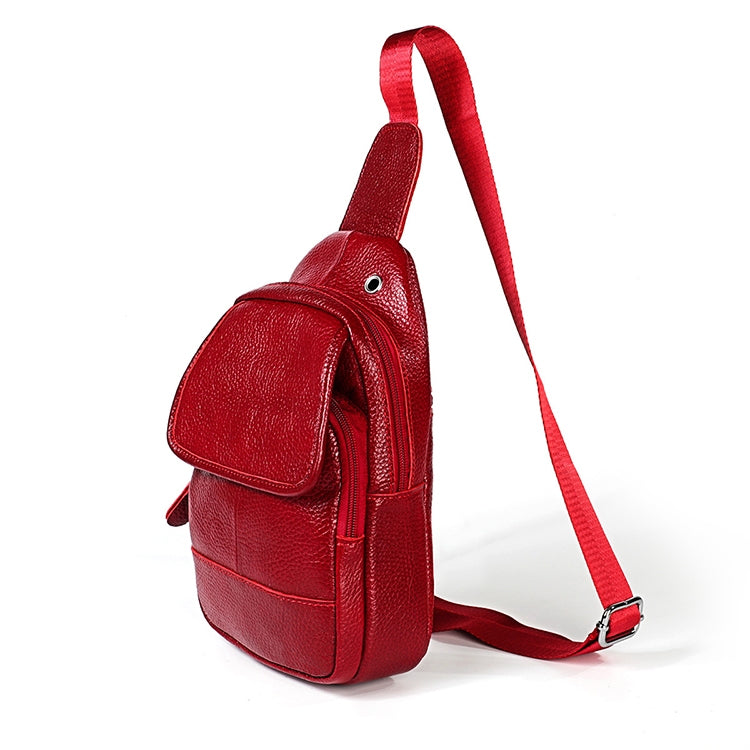 6023 Casual Litchi Texture Soft Face Full-grain Cowhide One Shoulder Crossbody Bag for Men