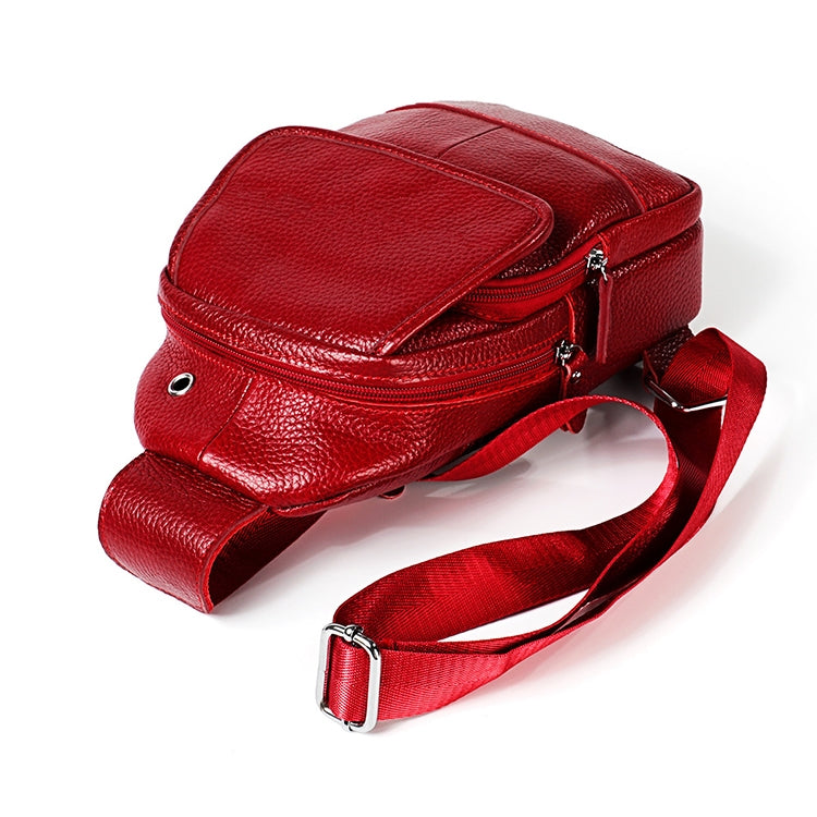 6023 Casual Litchi Texture Soft Face Full-grain Cowhide One Shoulder Crossbody Bag for Men