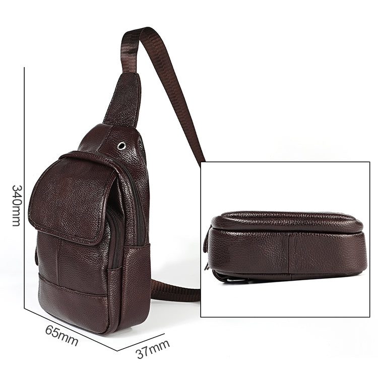 6023 Casual Litchi Texture Soft Face Full-grain Cowhide One Shoulder Crossbody Bag for Men