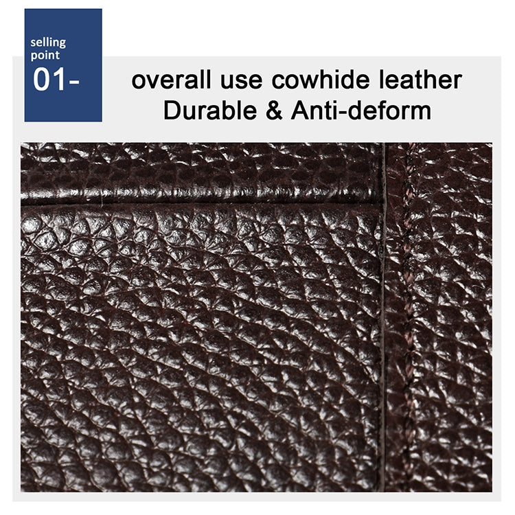 6023 Casual Litchi Texture Soft Face Full-grain Cowhide One Shoulder Crossbody Bag for Men