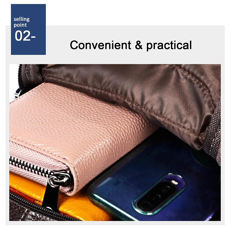6023 Casual Litchi Texture Soft Face Full-grain Cowhide One Shoulder Crossbody Bag for Men