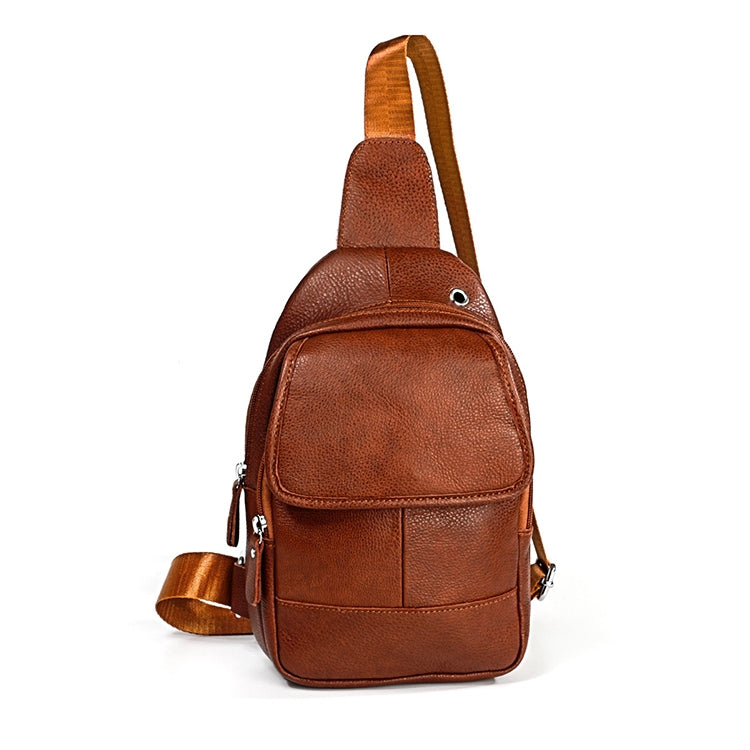6023 Casual Litchi Texture Soft Face Full-grain Cowhide One Shoulder Crossbody Bag for Men