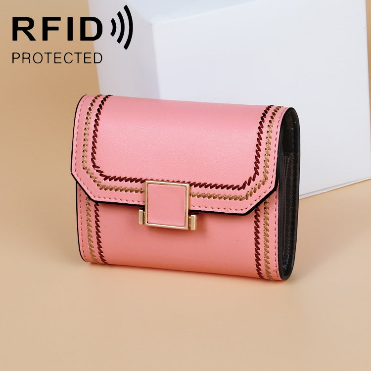 KB190 Cover Type Snap Button Cowhide Leather Organ Shape Multiple Card Slots Anti-magnetic RFID Wallet for Ladies, KB190 Purple, KB190 Red, KB190 Rose Red, KB190 Army Green, KB190 Black, KB190 Dark Blue, KB190 Pink, KB190 Lake Blue, KB190 Light Purple