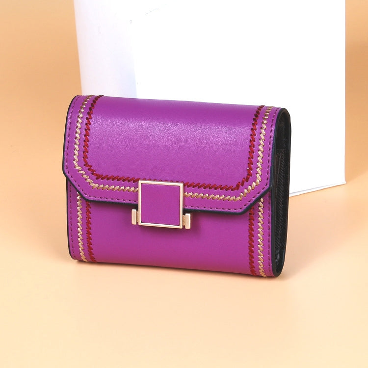 KB190 Cover Type Snap Button Cowhide Leather Organ Shape Multiple Card Slots Anti-magnetic RFID Wallet for Ladies, KB190 Purple, KB190 Red, KB190 Rose Red, KB190 Army Green, KB190 Black, KB190 Dark Blue, KB190 Pink, KB190 Lake Blue, KB190 Light Purple