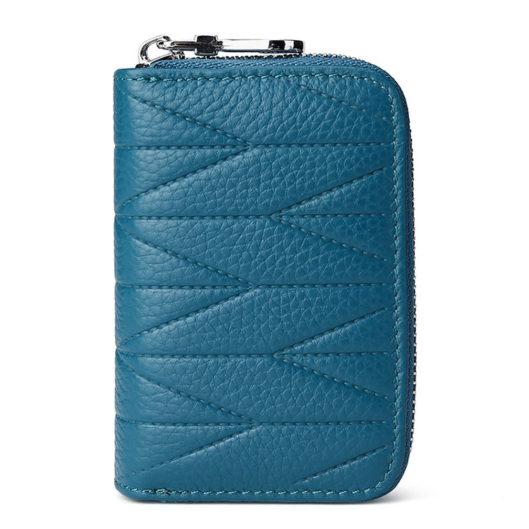 KB191 Zipper Cowhide Leather Organ Shape Multiple Card Slots Anti-magnetic RFID Wallet Clutch Bag for Ladies