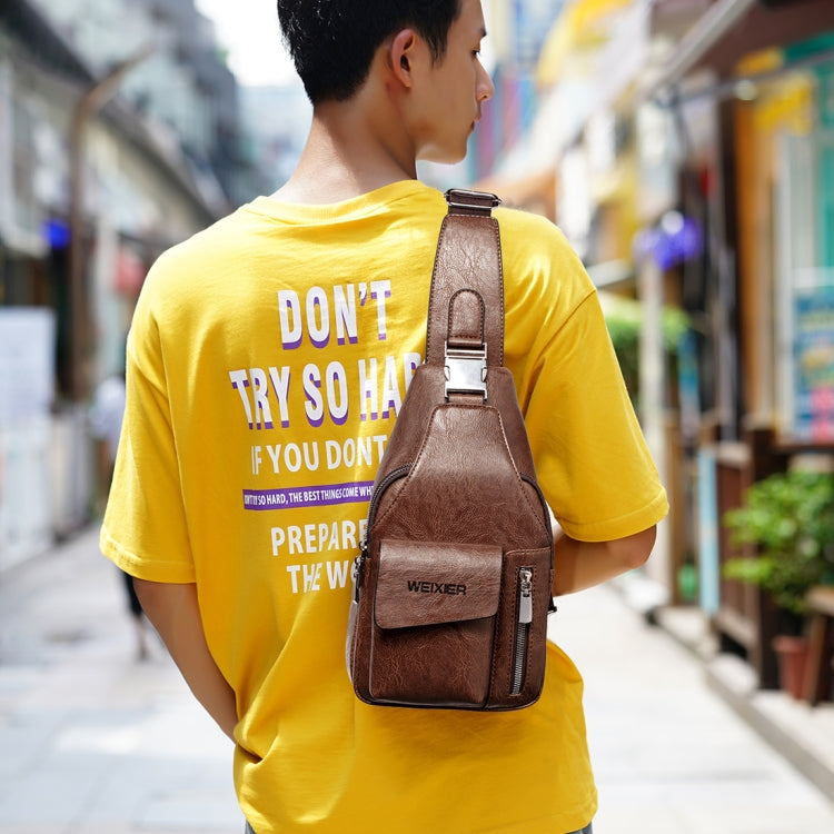 WEIXIER 9525 Men Leisure Style PU Leather Single Shoulder Crossbody Bag