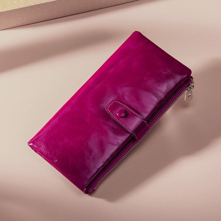TP-189 Oilskin Leather Multi-functional Zipper RFID Leather Wallet