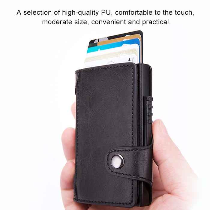 X-51 Automatically Pop-up Card Type Anti-magnetic RFID Anti-theft PU Leather Wallet with Card Slots