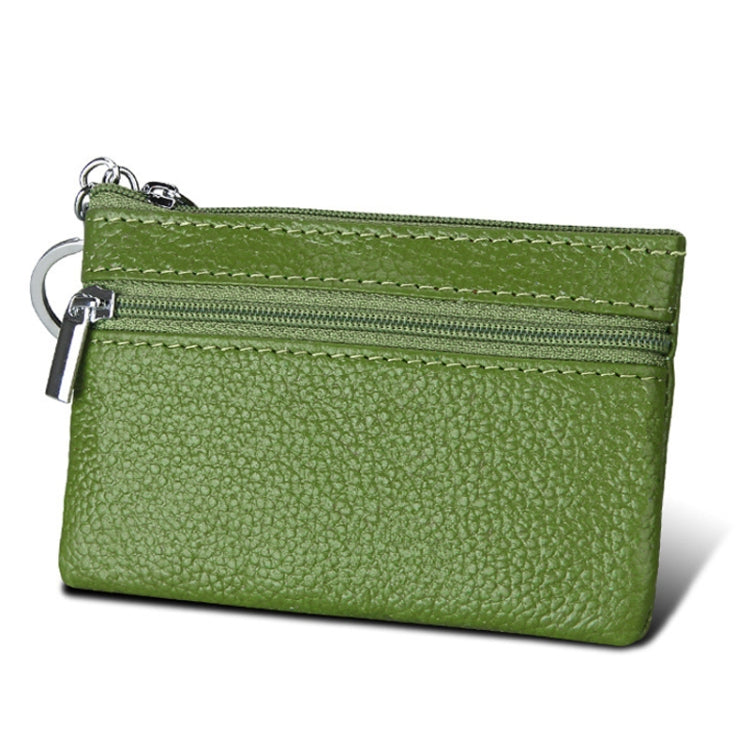 Cowhide Leather Zipper Solid Color Horizontal Card Holder Wallet RFID Blocking Coin Purse Card Bag Protect Case, Size: 11.4*7.4cm