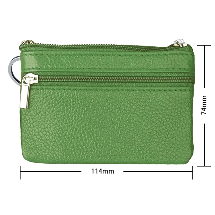 Cowhide Leather Zipper Solid Color Horizontal Card Holder Wallet RFID Blocking Coin Purse Card Bag Protect Case, Size: 11.4*7.4cm