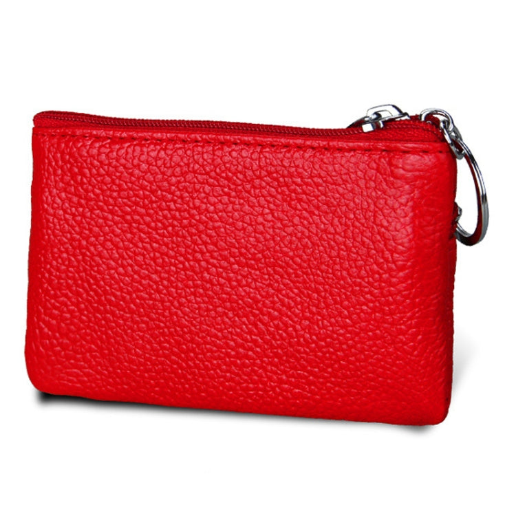 Cowhide Leather Zipper Solid Color Horizontal Card Holder Wallet RFID Blocking Coin Purse Card Bag Protect Case, Size: 11.4*7.4cm