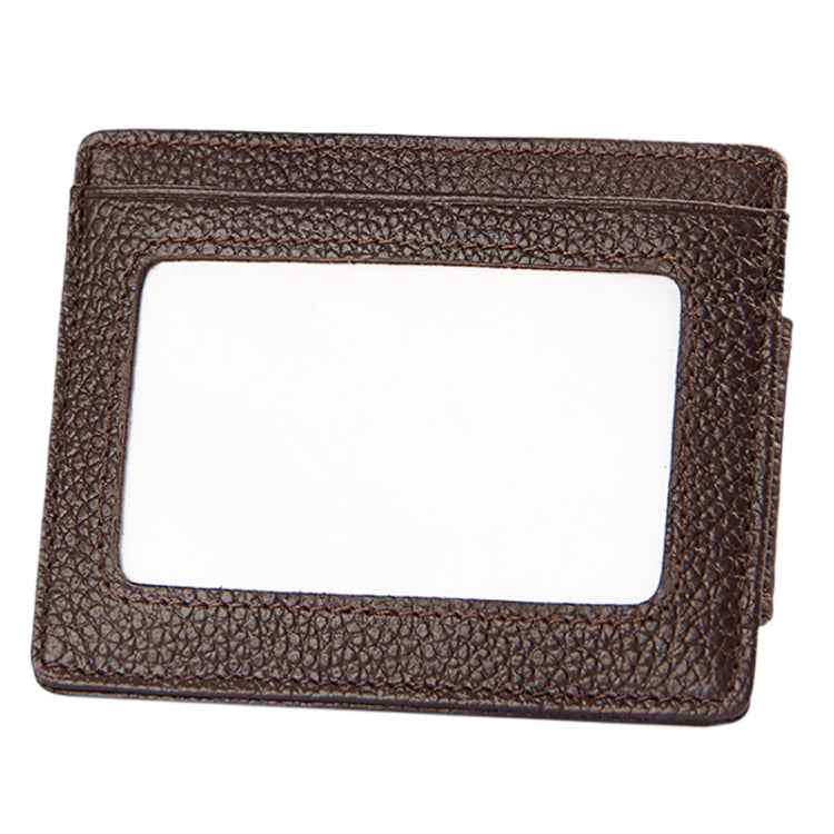 Cowhide Leather Solid Color Card Holder Wallet RFID Blocking Card Bag Protect Case with 3 Card Slots & Photo Frame, Size: 110*77*4mm