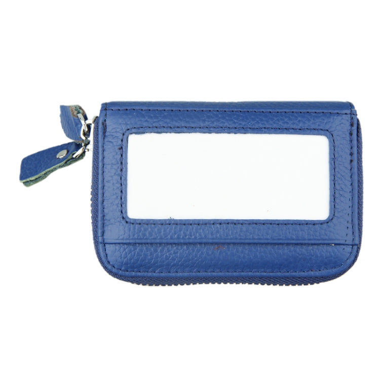 Genuine Cowhide Leather Dual Layer Solid Color Zipper Card Holder Wallet RFID Blocking Coin Purse Card Bag Protective Case with 11 Card Slots & Coin Position, Size: 11*7.5*4.5cm