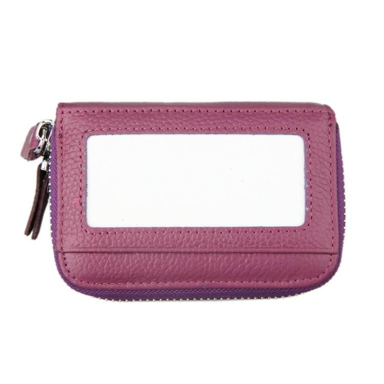Cartera de piel de vacuno auténtica de doble capa, color liso, con cremallera, tarjetero, bloqueo RFID, monedero, funda protectora con 11 ranuras para tarjetas y compartimento para monedas. Tamaño: 11 x 7,5 x 4,5 cm.