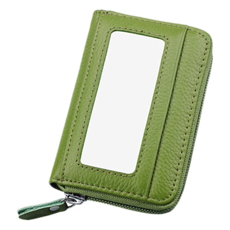 Genuine Cowhide Leather Solid Color Zipper Horizontal Card Holder Wallet RFID Blocking Card Bag Protect Case with 12 Card Slots, Size: 11.5*7.5cm