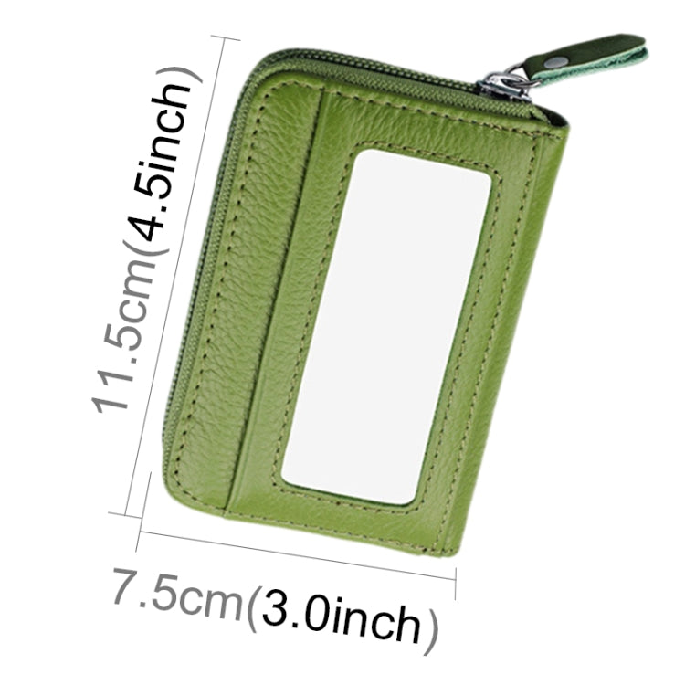 Genuine Cowhide Leather Solid Color Zipper Horizontal Card Holder Wallet RFID Blocking Card Bag Protect Case with 12 Card Slots, Size: 11.5*7.5cm