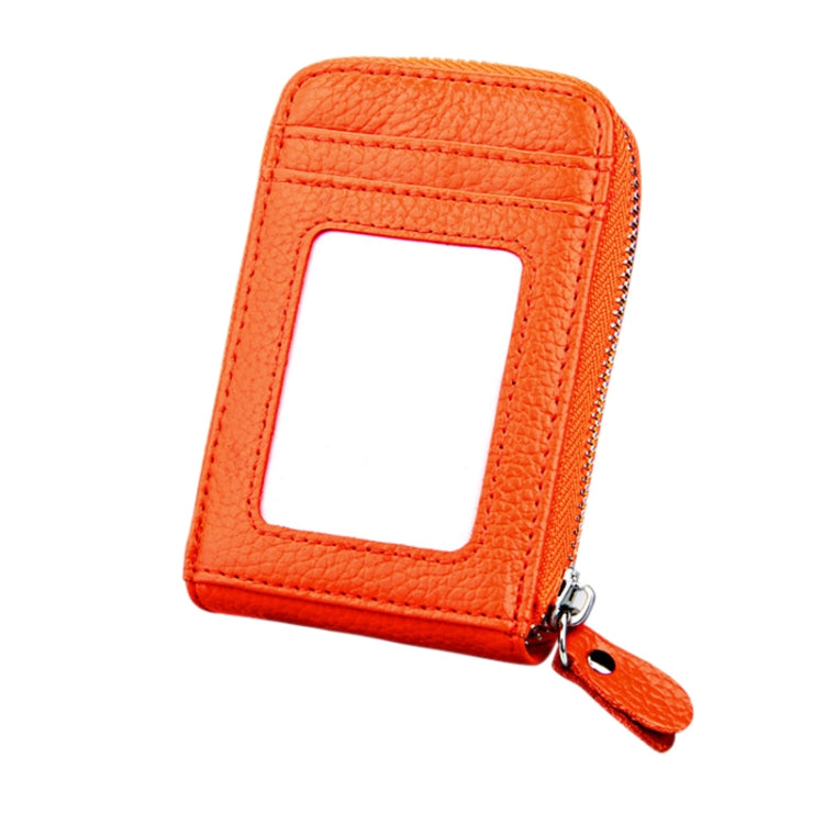 Genuine Cowhide Leather Solid Color Zipper Vertical Card Holder Wallet RFID Blocking Card Bag Protect Case with 12 Card Slots, Size: 11.5*7.5cm