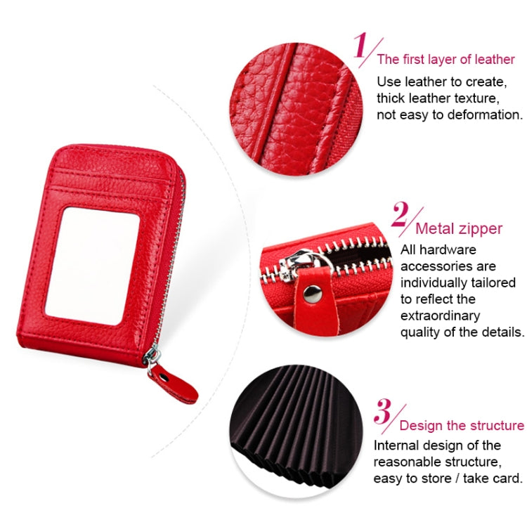 Tarjetero vertical de piel de vaca auténtica, color liso, con cremallera, bloqueo RFID, funda protectora con 12 ranuras para tarjetas, tamaño: 11,5 x 7,5 cm.