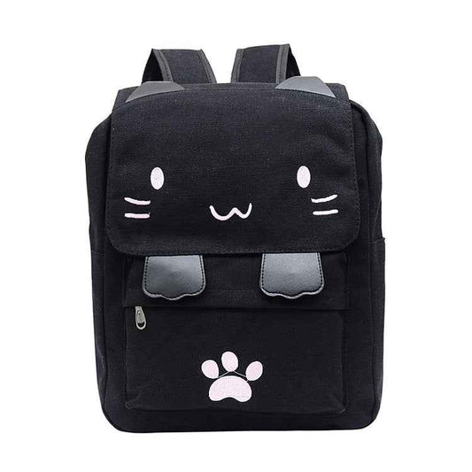 Cat Shape Leisure Fashion Canvas Double Shoulders Bag Backpack