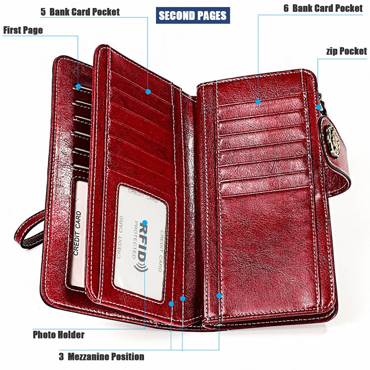 3556 Large Capacity Long Multi-function Anti-magnetic RFID Wallet Clutch for Ladies with Card Slots