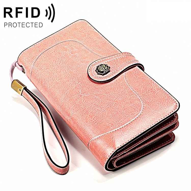 3555 Large Capacity Long Multi-function Anti-magnetic RFID Wallet Clutch for Ladies with Card Slots